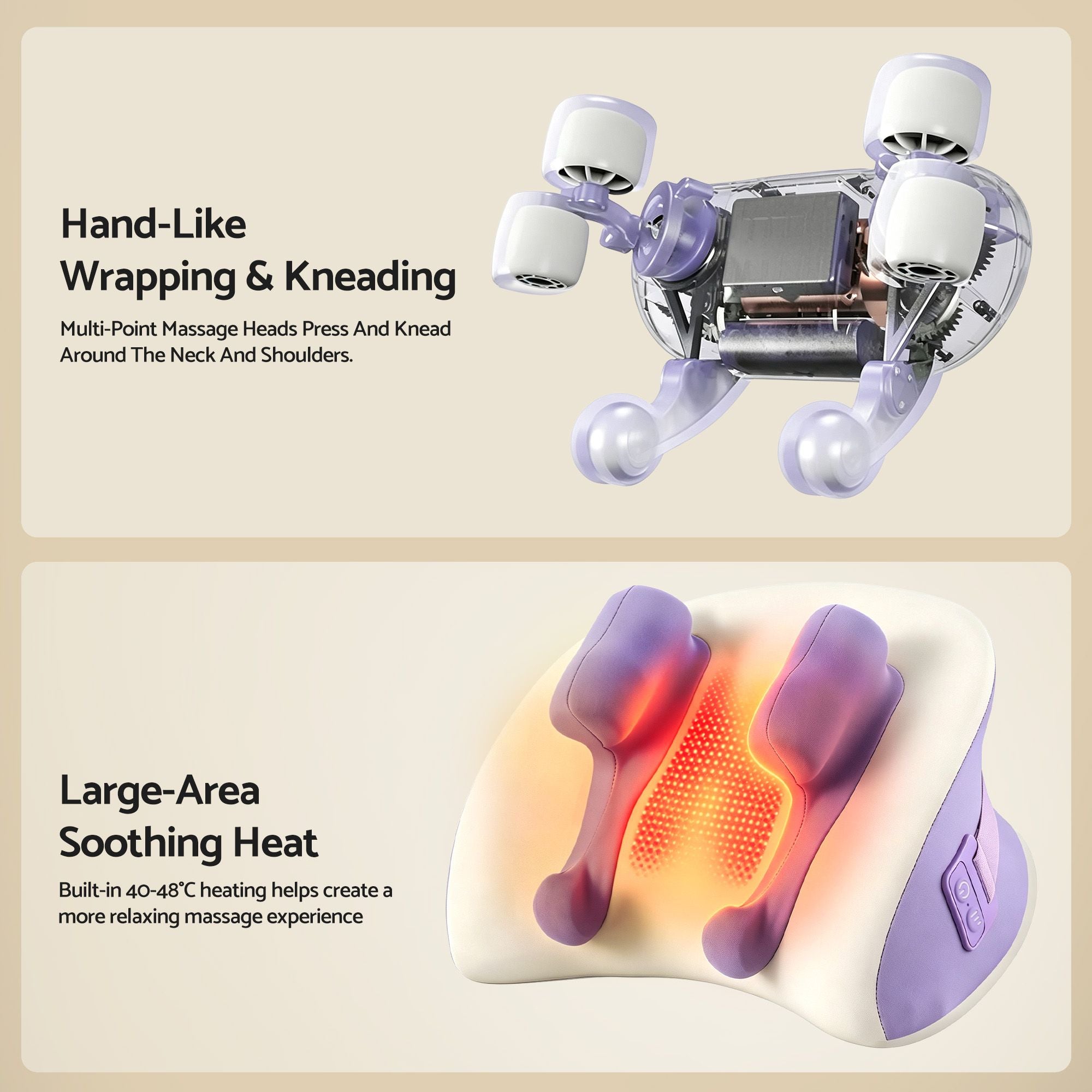 Livemor Neck & Shoulder Massage Pillow with Heat, Cordless 4D Kneading Massager for Home & Office