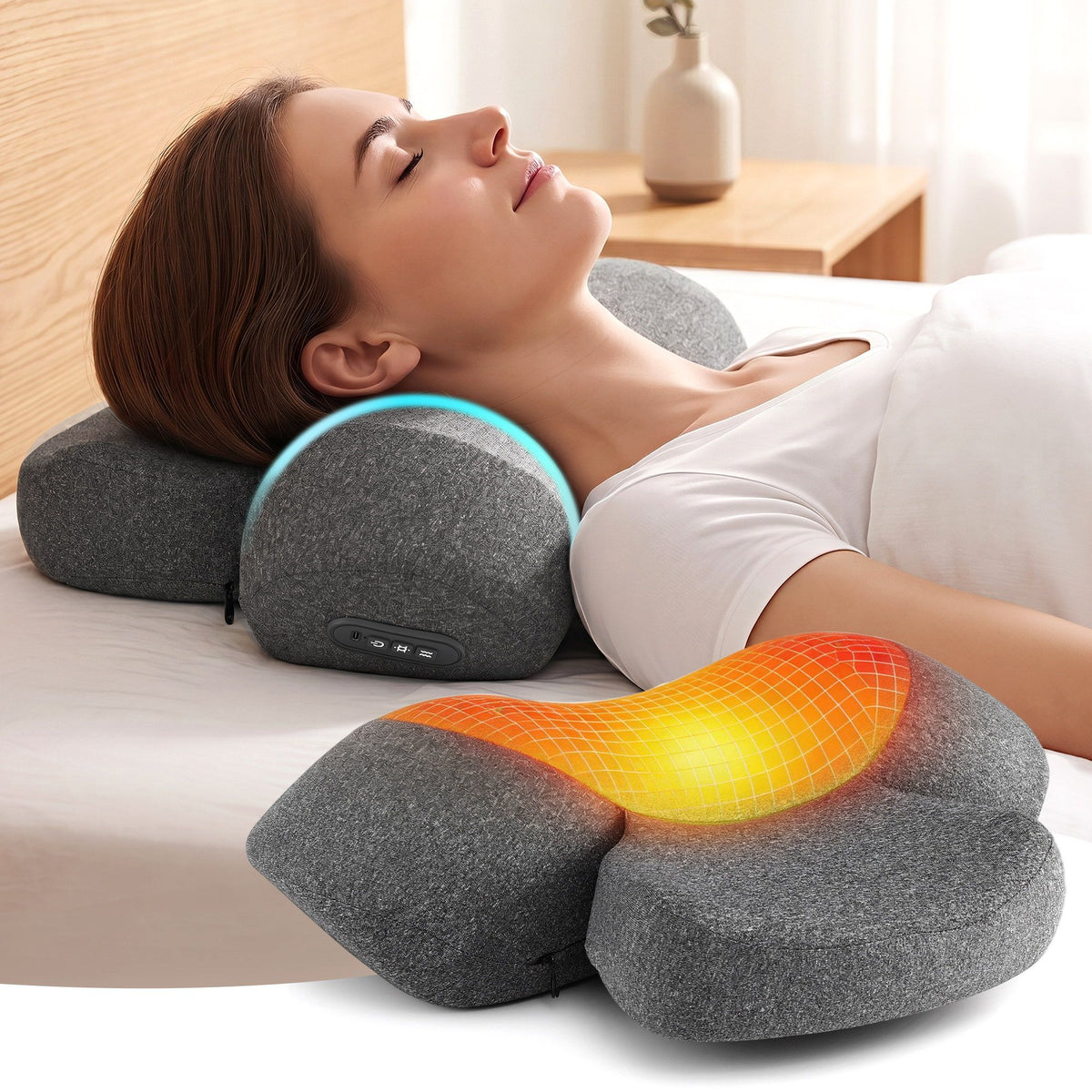 Livemor Neck Massager Pillow with Heat and Vibration