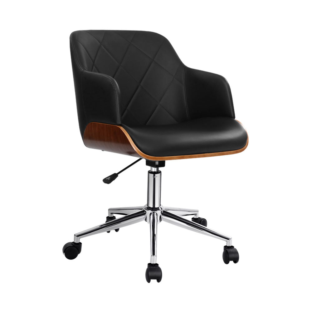 Portia Wooden Office Chair Fabric Seat Black
