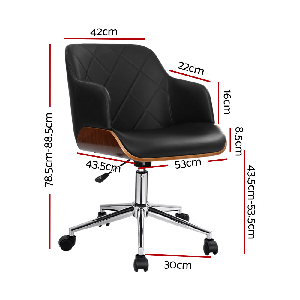 Portia Wooden Office Chair Fabric Seat Black