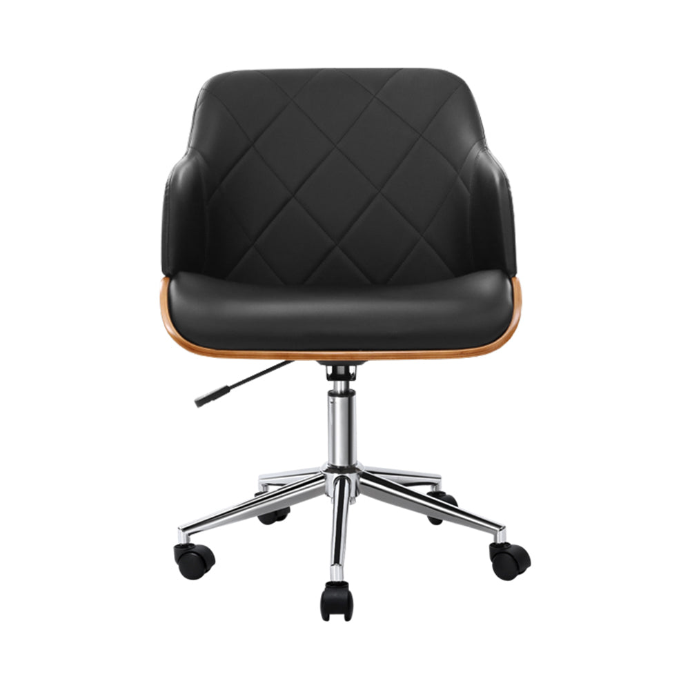 Portia Wooden Office Chair Fabric Seat Black
