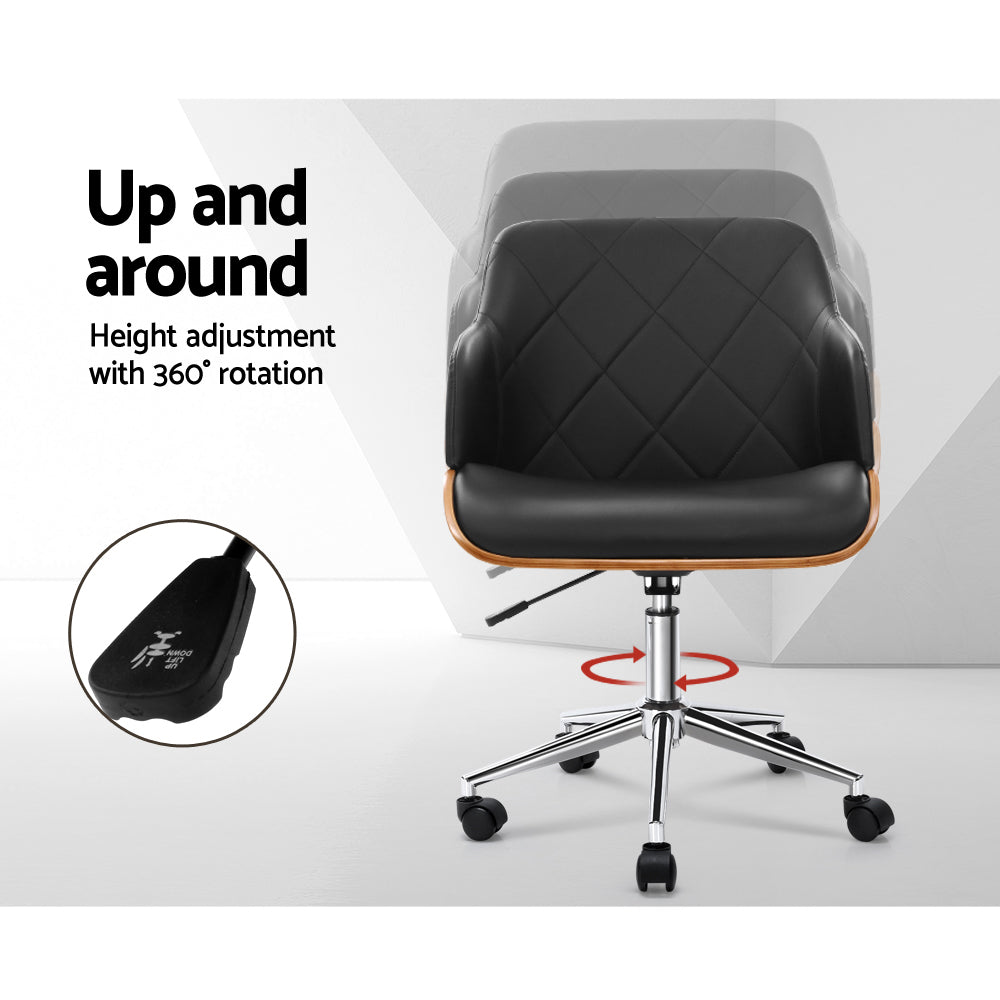Portia Wooden Office Chair Fabric Seat Black