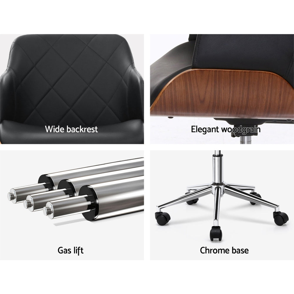 Portia Wooden Office Chair Fabric Seat Black