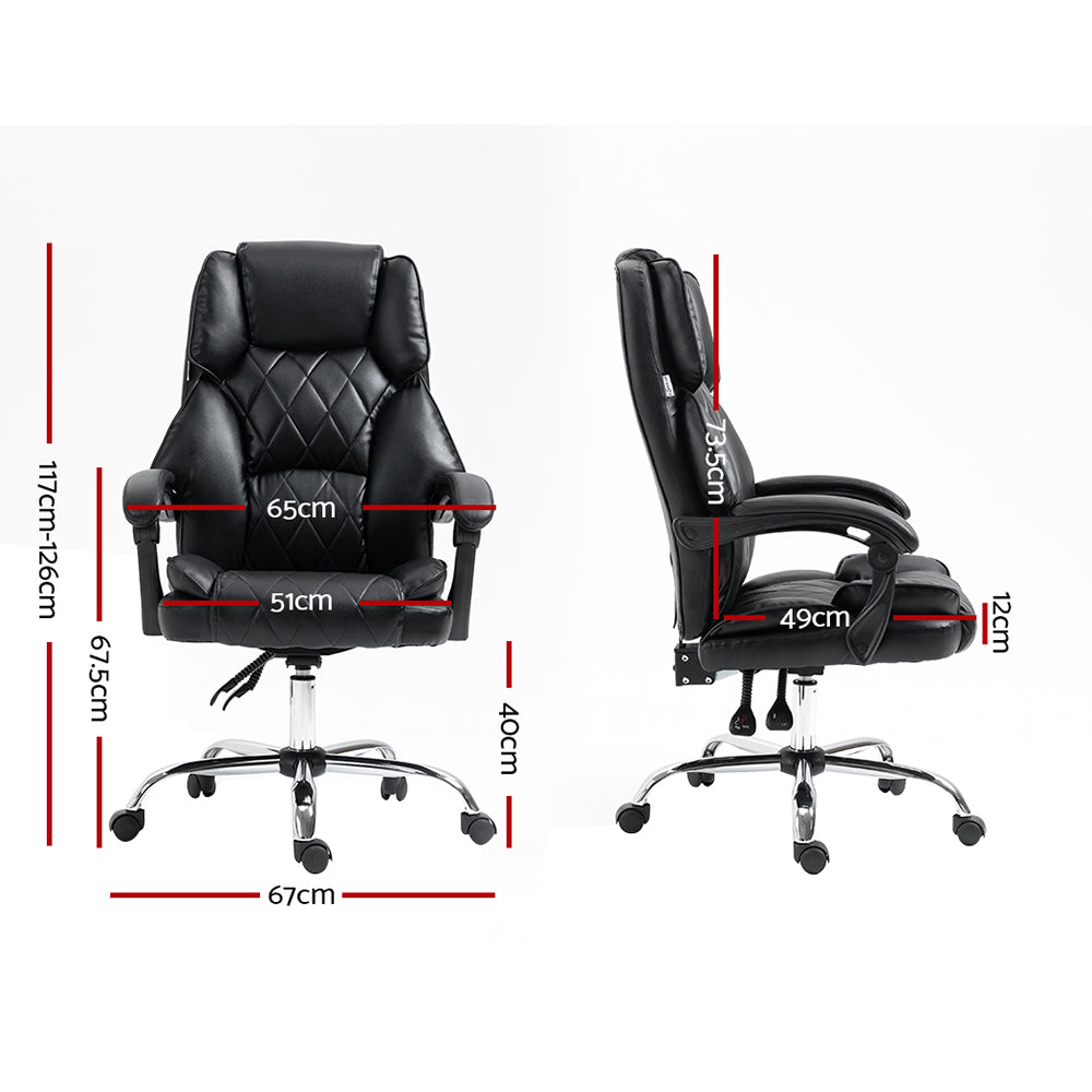 Camelon Executive Office Chair Leather Recliner Black