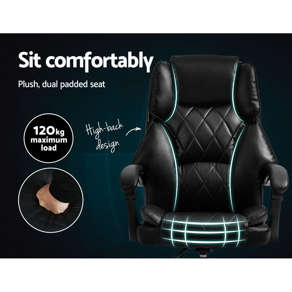 Camelon Executive Office Chair Leather Recliner Black