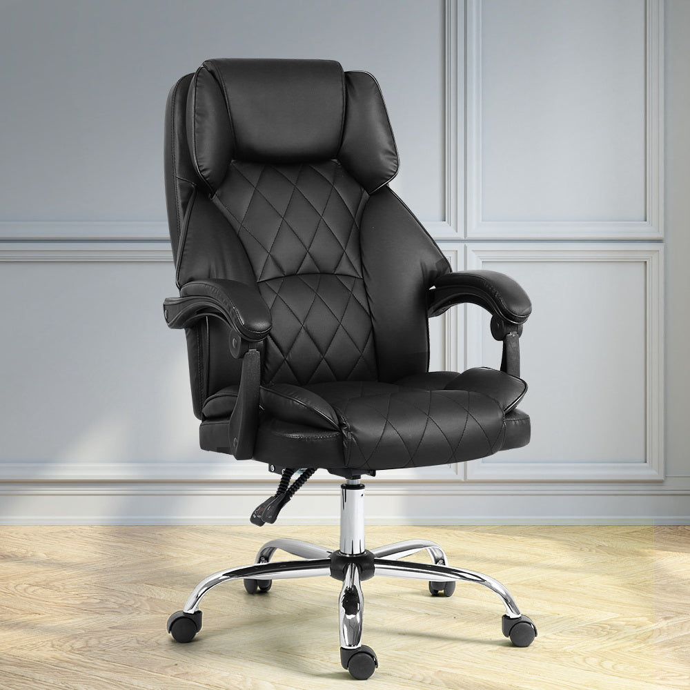 Camelon Executive Office Chair Leather Recliner Black