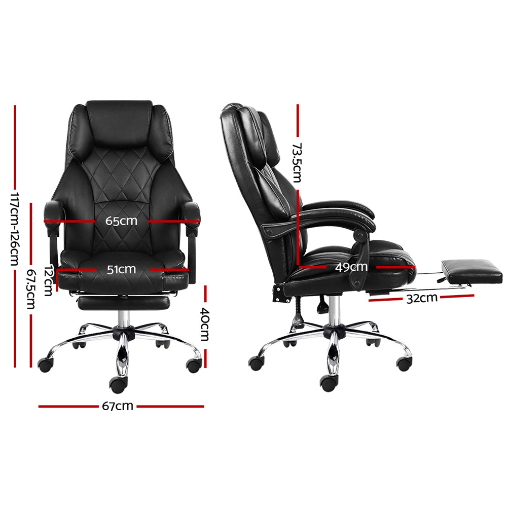 Flexi Executive Office Chair Leather Footrest Black