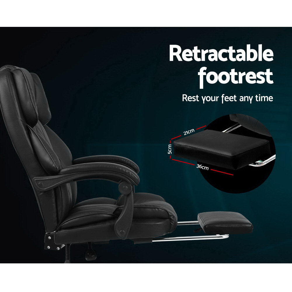 Flexi Executive Office Chair Leather Footrest Black
