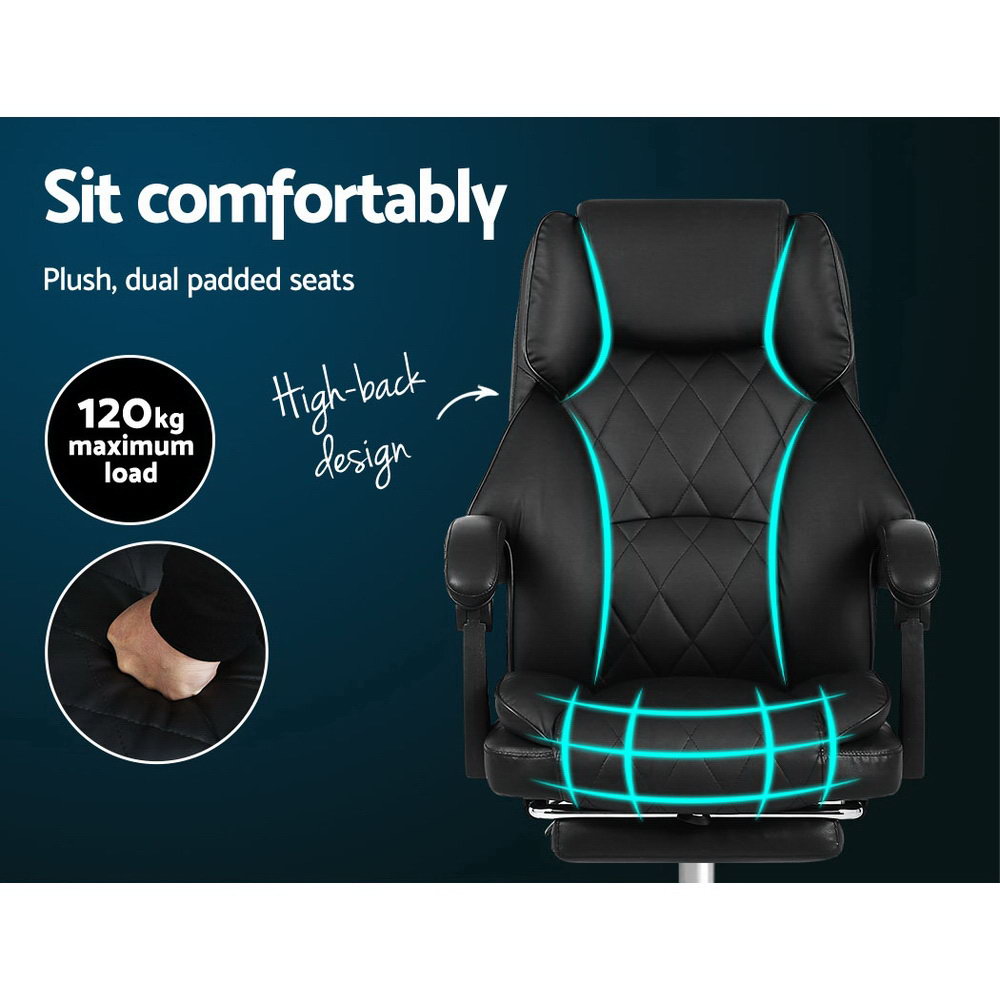 Flexi Executive Office Chair Leather Footrest Black