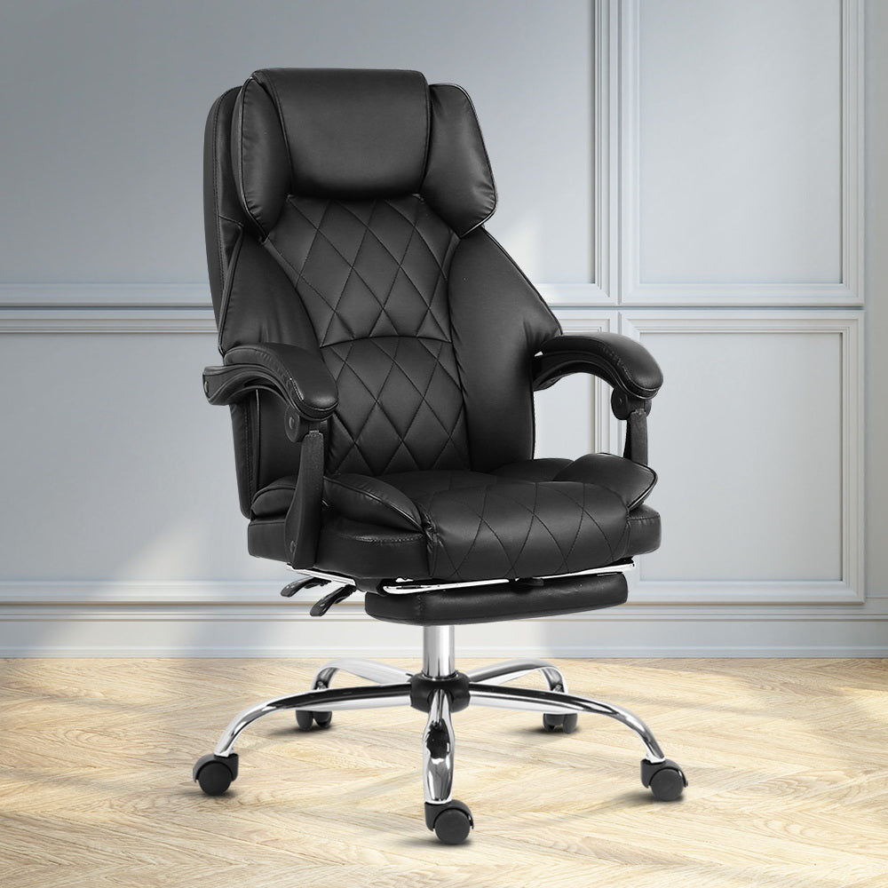 Flexi Executive Office Chair Leather Footrest Black
