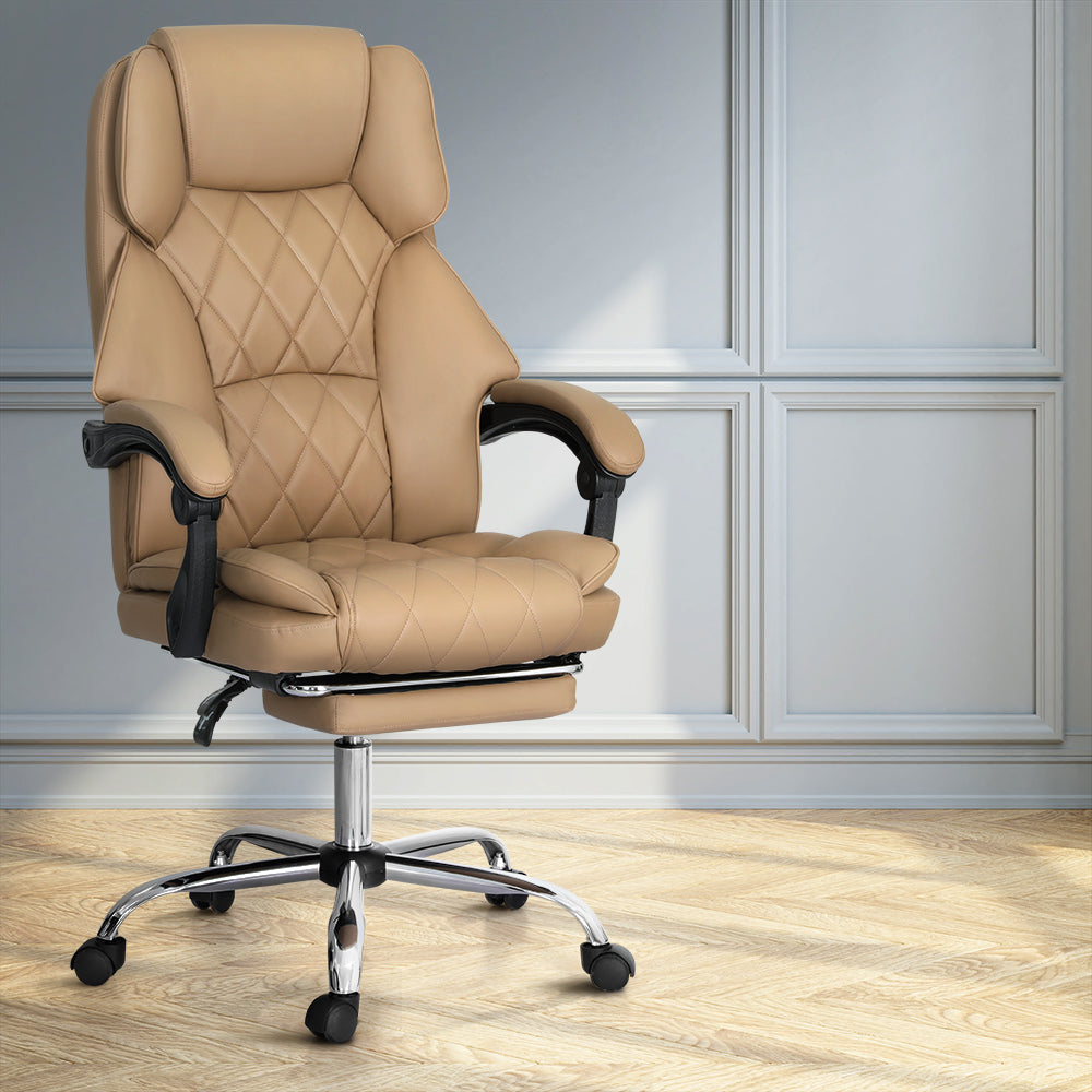 Flexi Executive Office Chair Leather Footrest Espresso