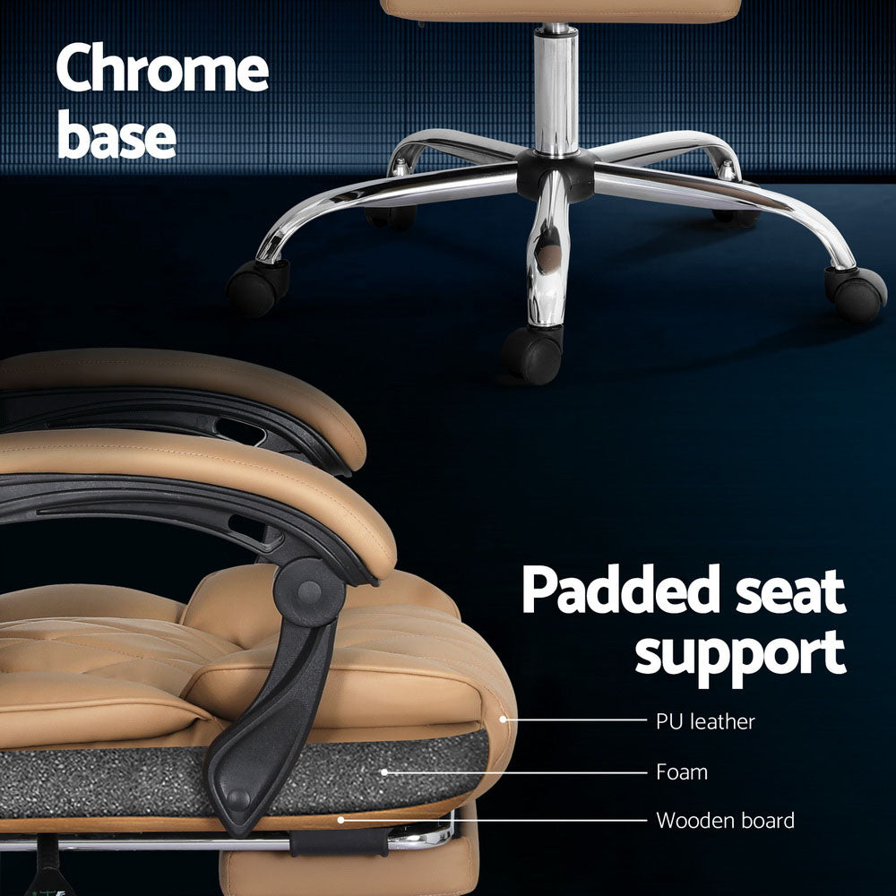 Flexi Executive Office Chair Leather Footrest Espresso