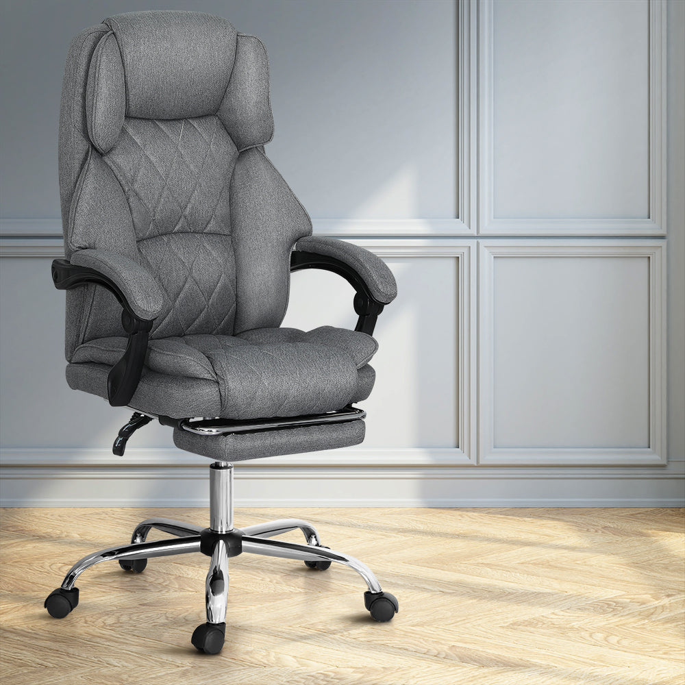 Artiss Executive Office Chair Grey Footrest High-Back Recliner