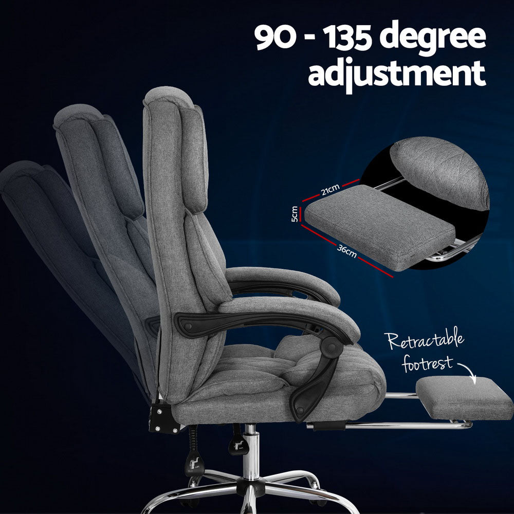 Artiss Executive Office Chair Grey Footrest High-Back Recliner