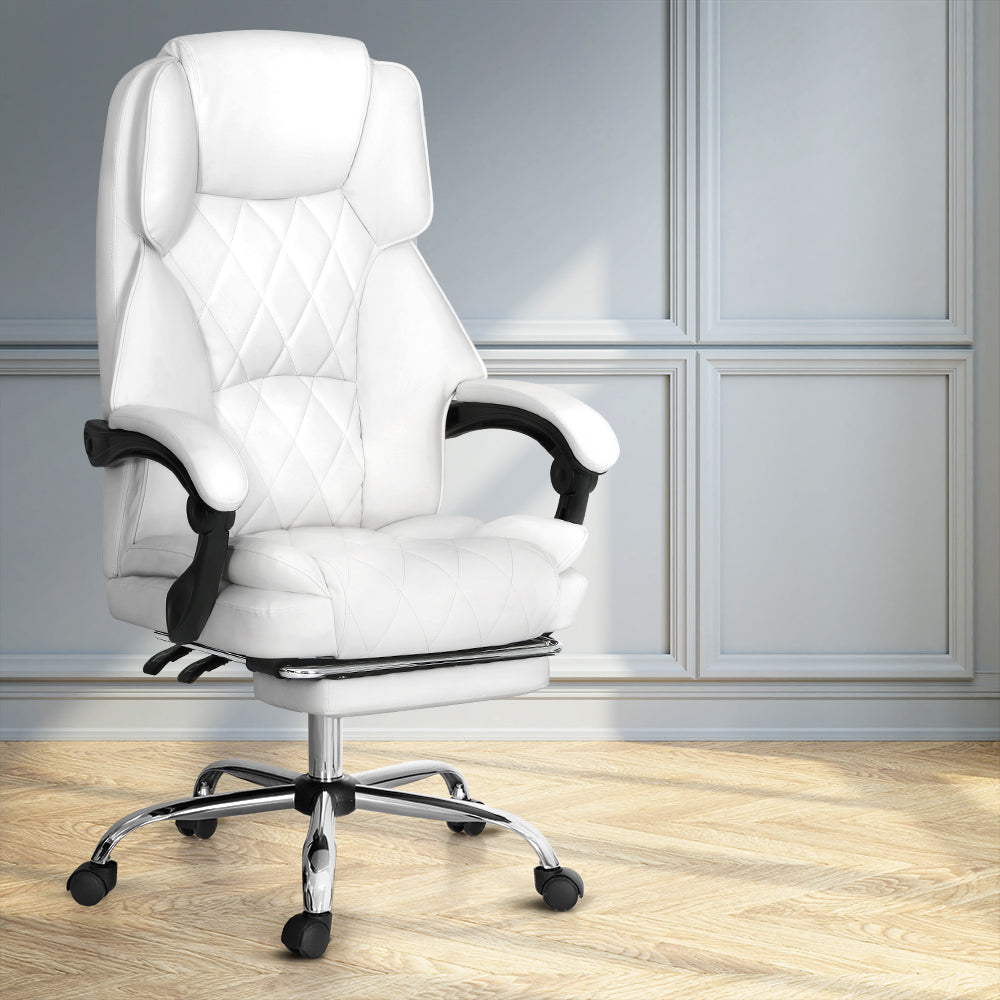Flexi Executive Office Chair Leather Footrest White