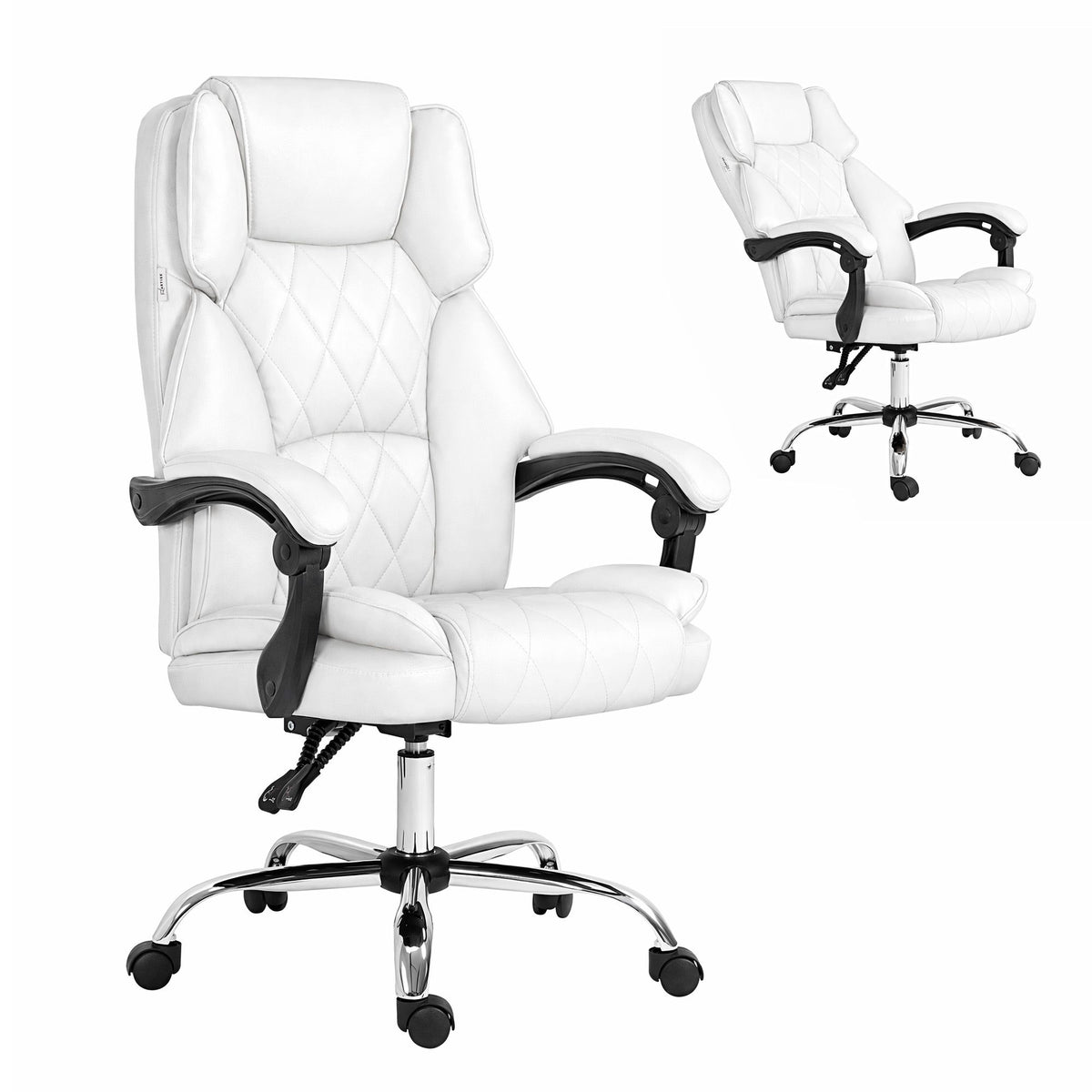 Camelon Executive Office Chair Leather Recliner White