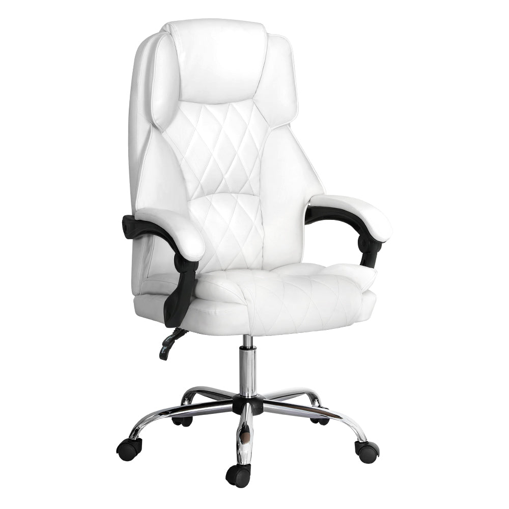 Camelon Executive Office Chair Leather Recliner White