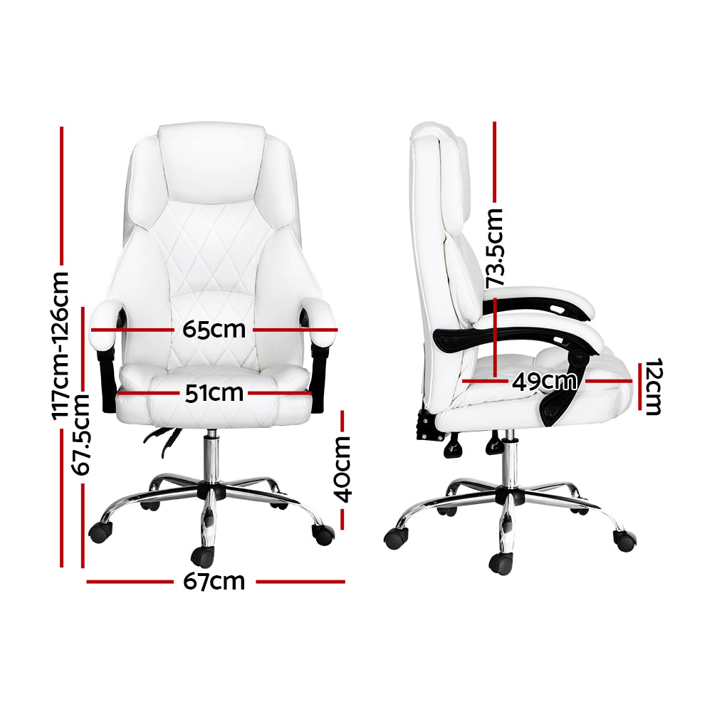 Camelon Executive Office Chair Leather Recliner White