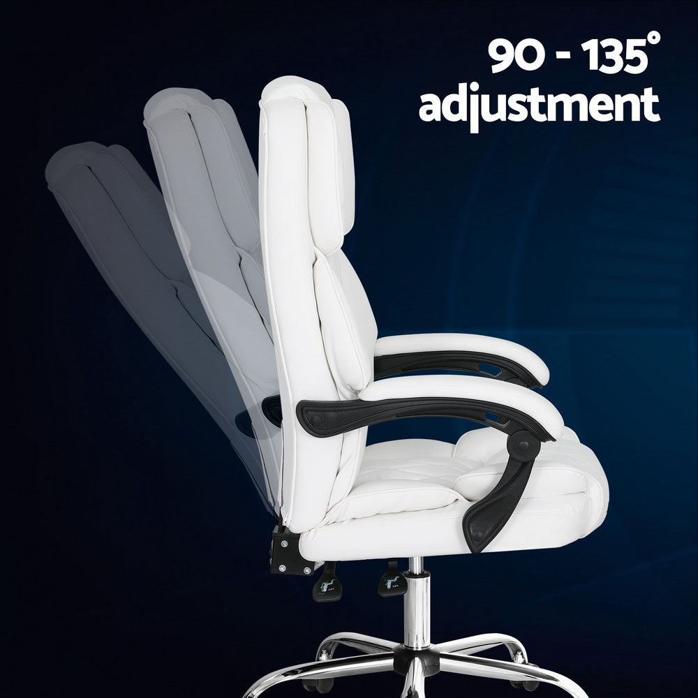 Camelon Executive Office Chair Leather Recliner White