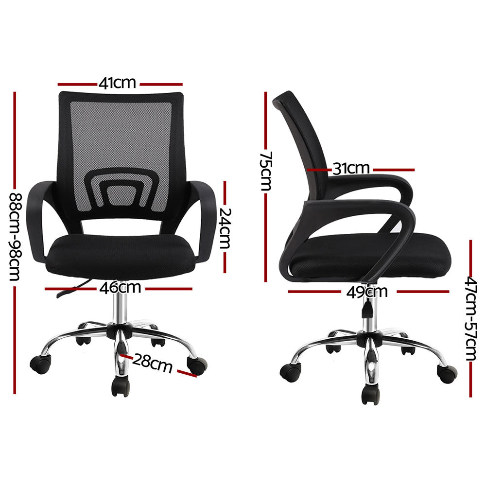 Artiss Mid-Back Mesh Office Chair Black 2-Pack