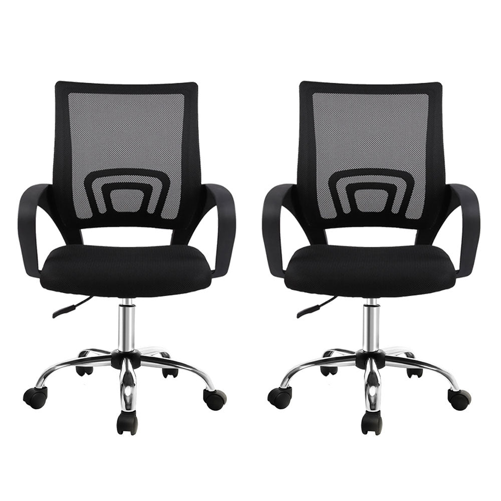 Artiss Mid-Back Mesh Office Chair Black 2-Pack