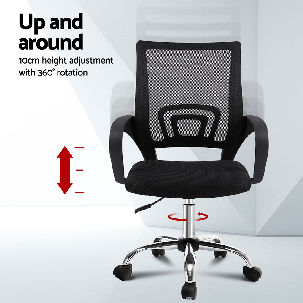 Artiss Mid-Back Mesh Office Chair Black 2-Pack