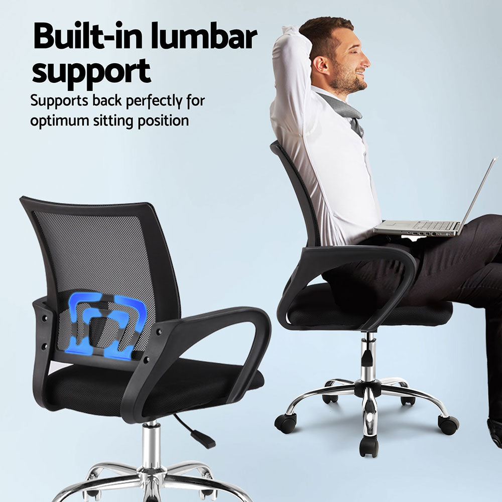 Artiss Mid-Back Mesh Office Chair Black 2-Pack