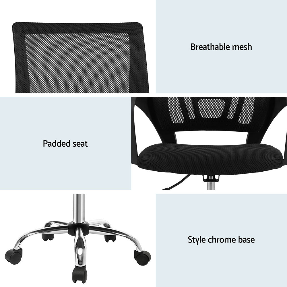 Artiss Mid-Back Mesh Office Chair Black 2-Pack