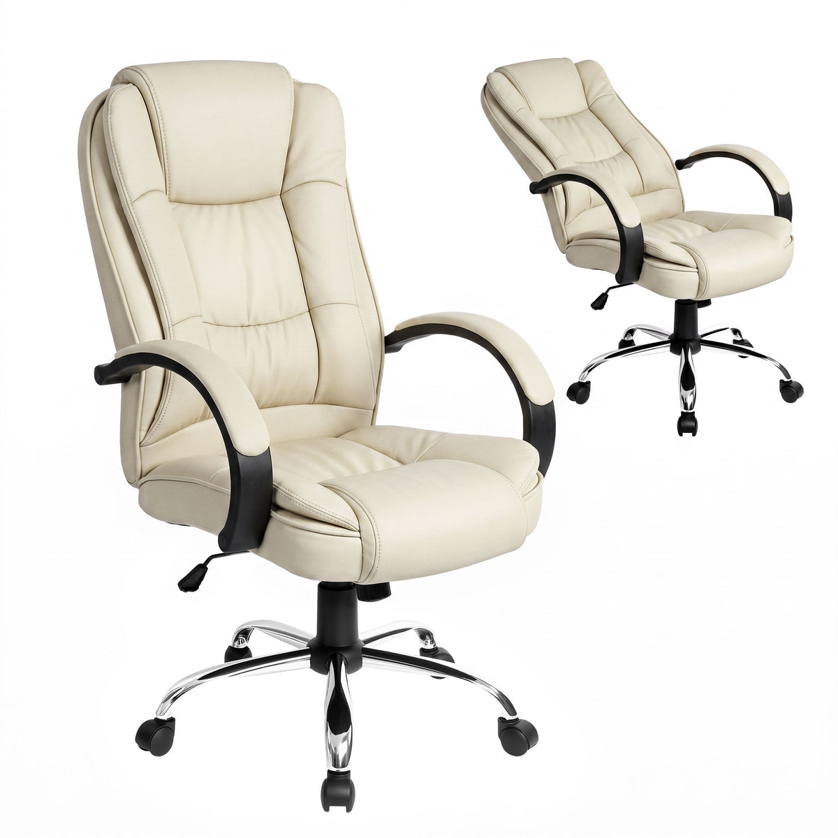 Rainier Executive Office Chair Leather Tilt Beige