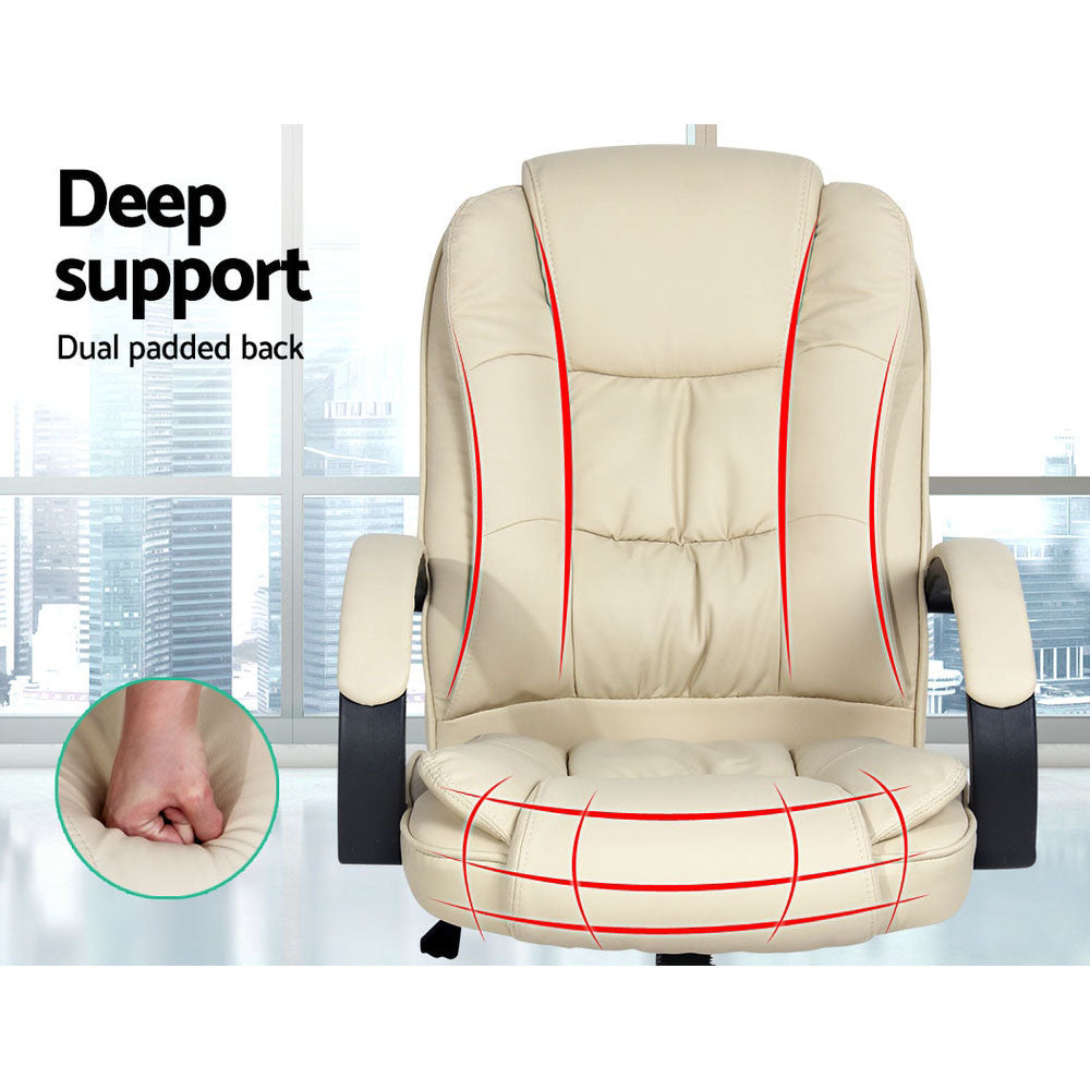 Rainier Executive Office Chair Leather Tilt Beige