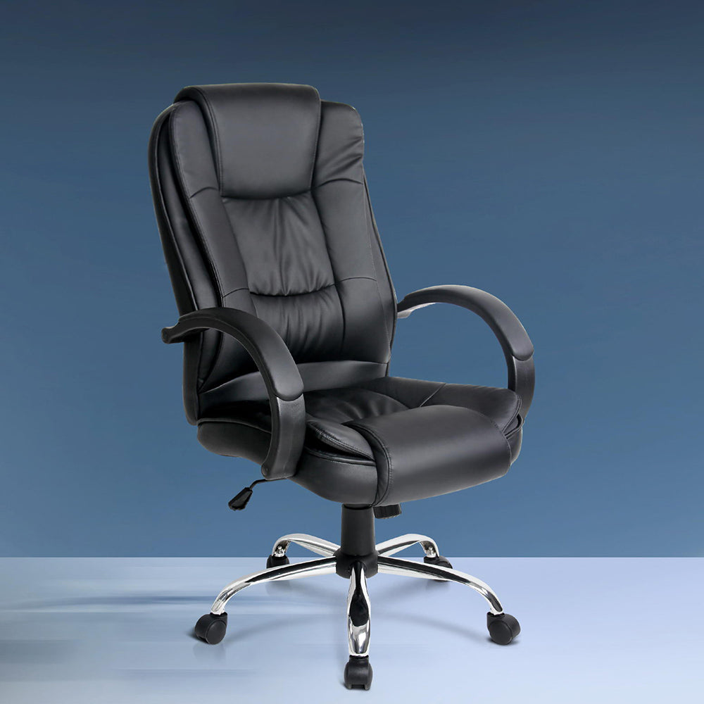 Rainier Executive Office Chair Leather Tilt Black