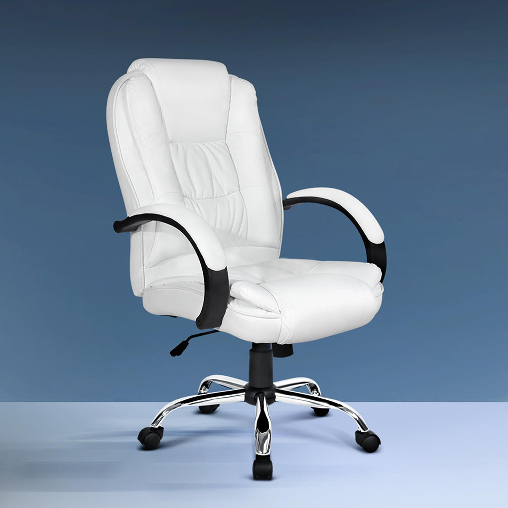 Rainier Executive Office Chair Leather Tilt White