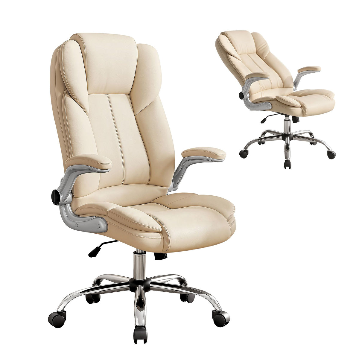Kea Executive Office Chair Leather Tilt Beige
