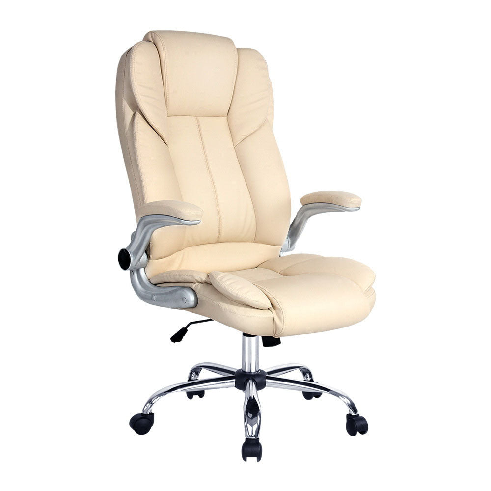Kea Executive Office Chair Leather Tilt Beige