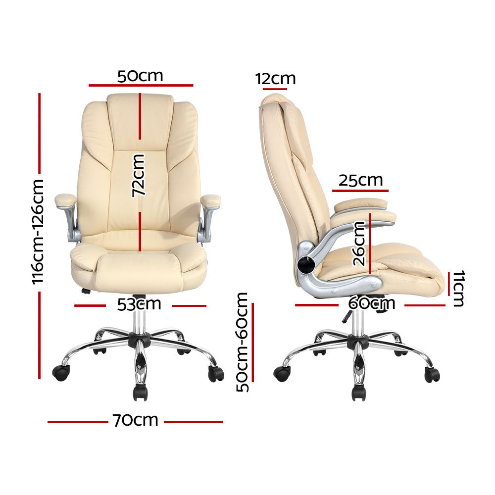 Kea Executive Office Chair Leather Tilt Beige