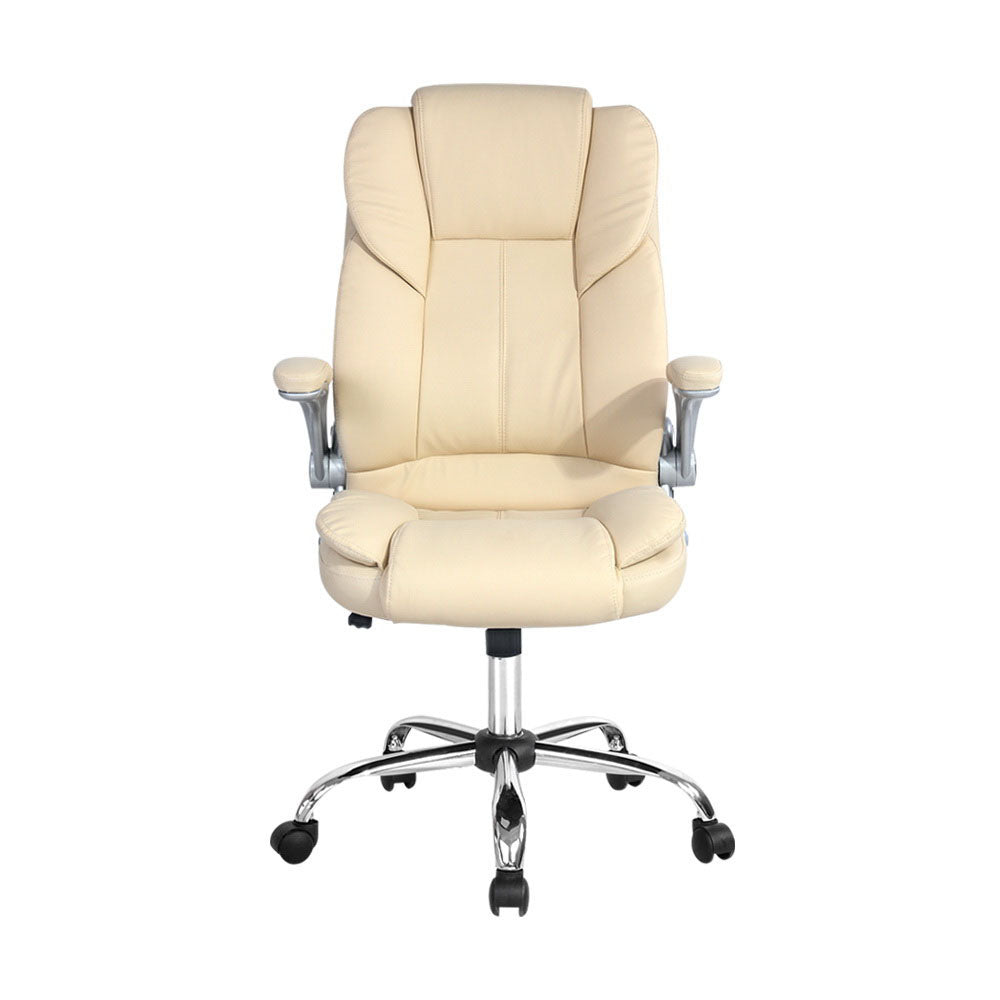 Kea Executive Office Chair Leather Tilt Beige