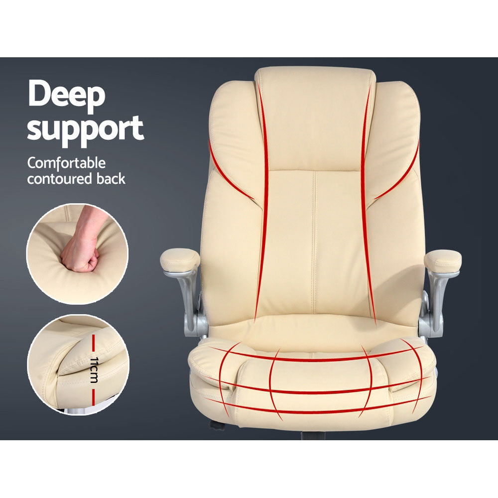 Kea Executive Office Chair Leather Tilt Beige