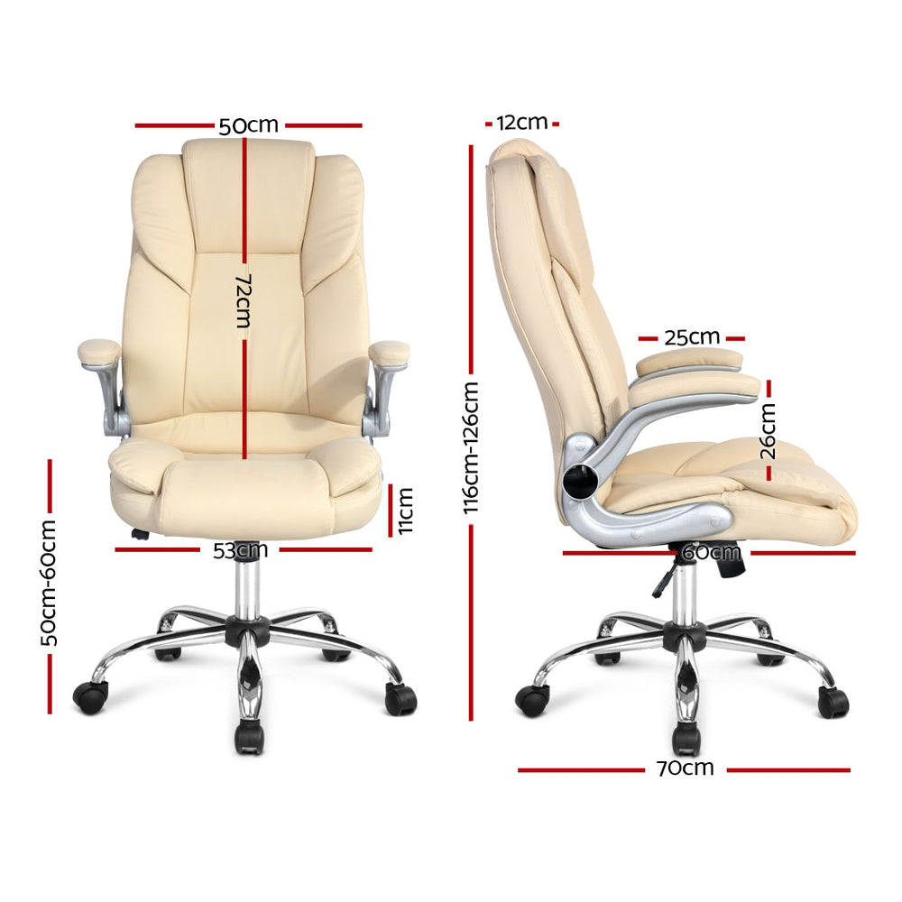 Kea Executive Office Chair Leather Tilt Beige