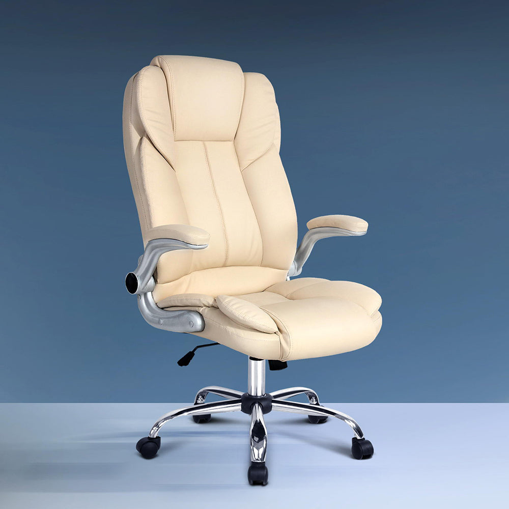 Kea Executive Office Chair Leather Tilt Beige