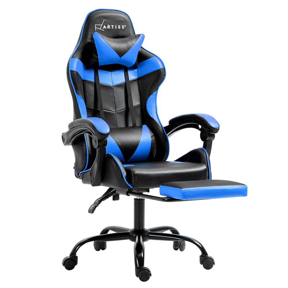Artiss Recliner Gaming Office Chair Blue with Footrest
