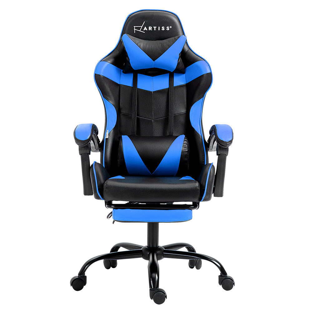 Artiss Recliner Gaming Office Chair Blue with Footrest