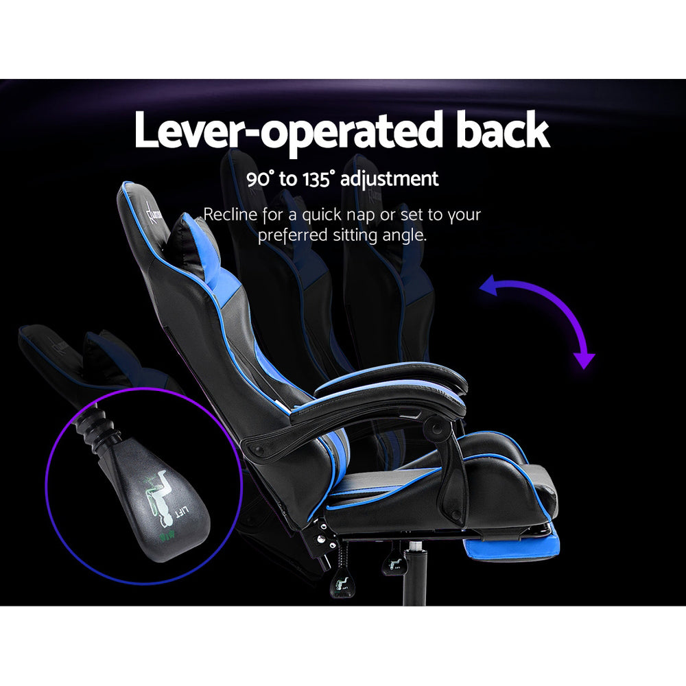 Artiss Recliner Gaming Office Chair Blue with Footrest