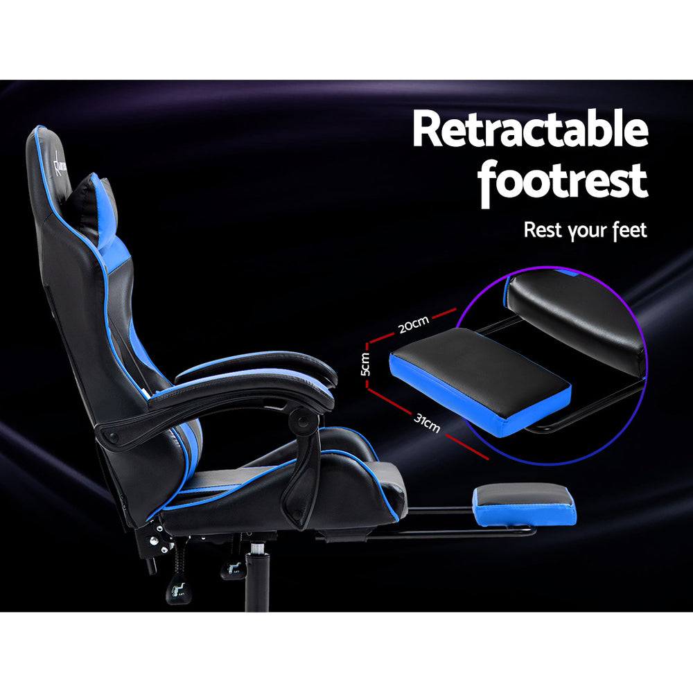 Artiss Recliner Gaming Office Chair Blue with Footrest