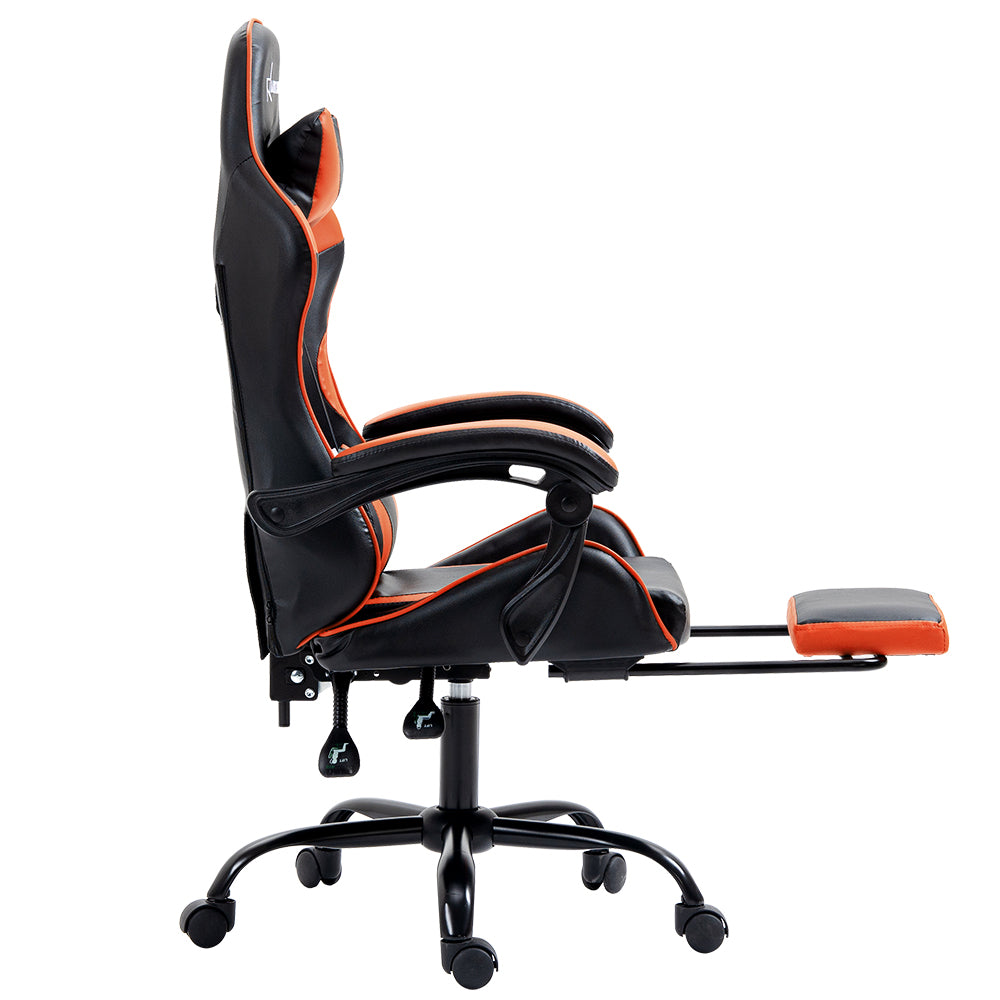 Artiss Executive Gaming Office Chair Leather Footrest Orange