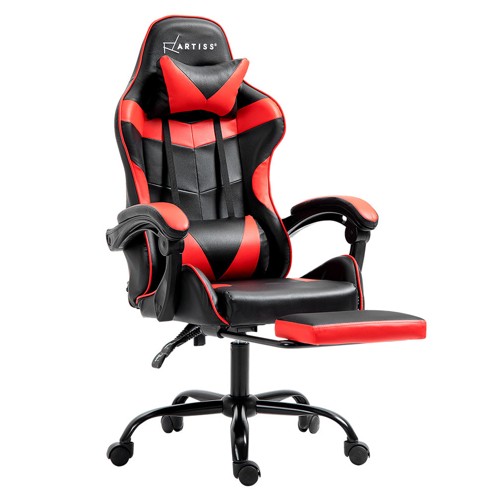 Artiss Recliner Gaming Office Chair Red Footrest