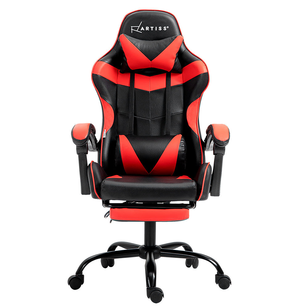 Artiss Recliner Gaming Office Chair Red Footrest