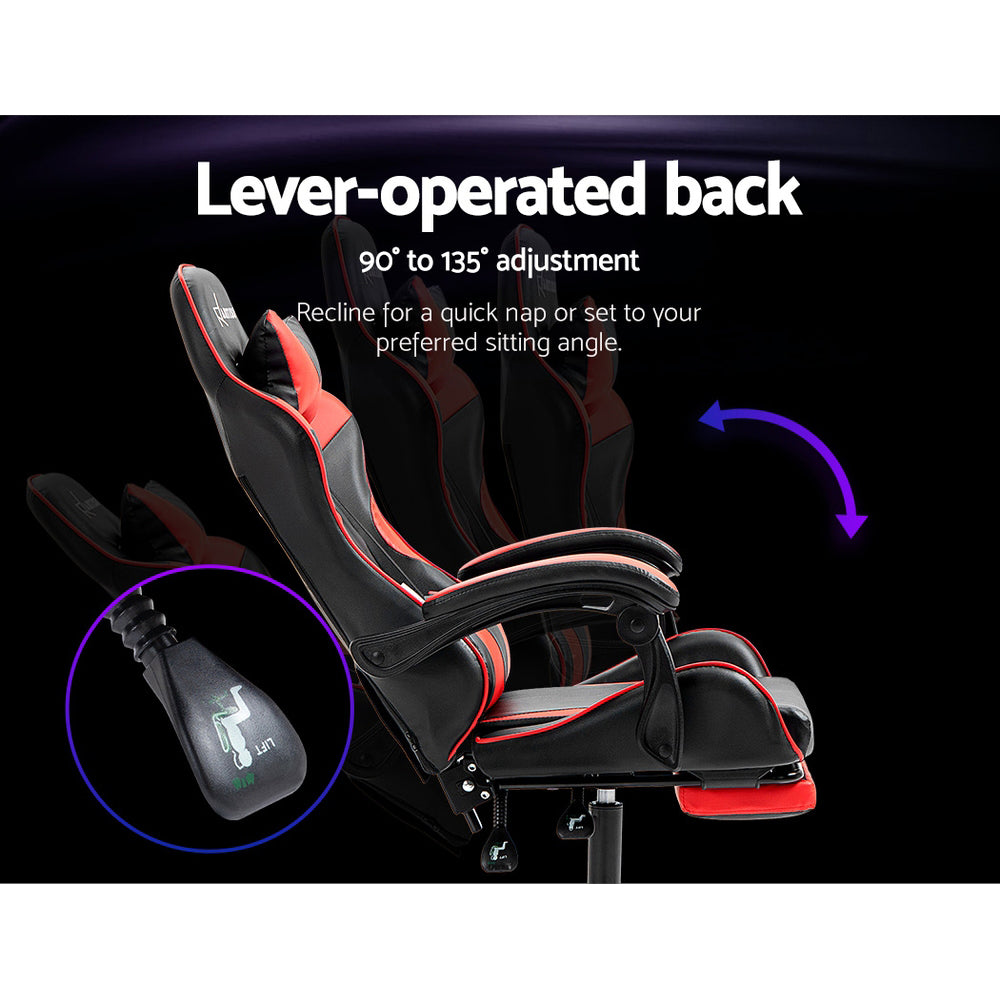 Artiss Recliner Gaming Office Chair Red Footrest