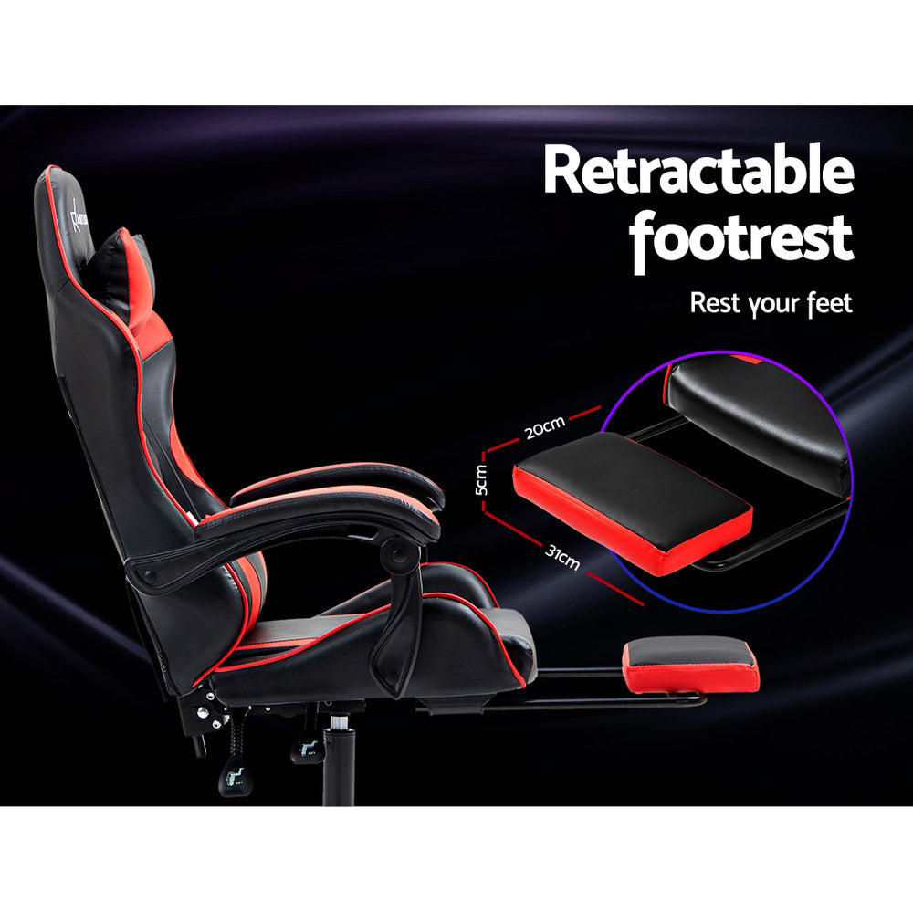 Artiss Recliner Gaming Office Chair Red Footrest