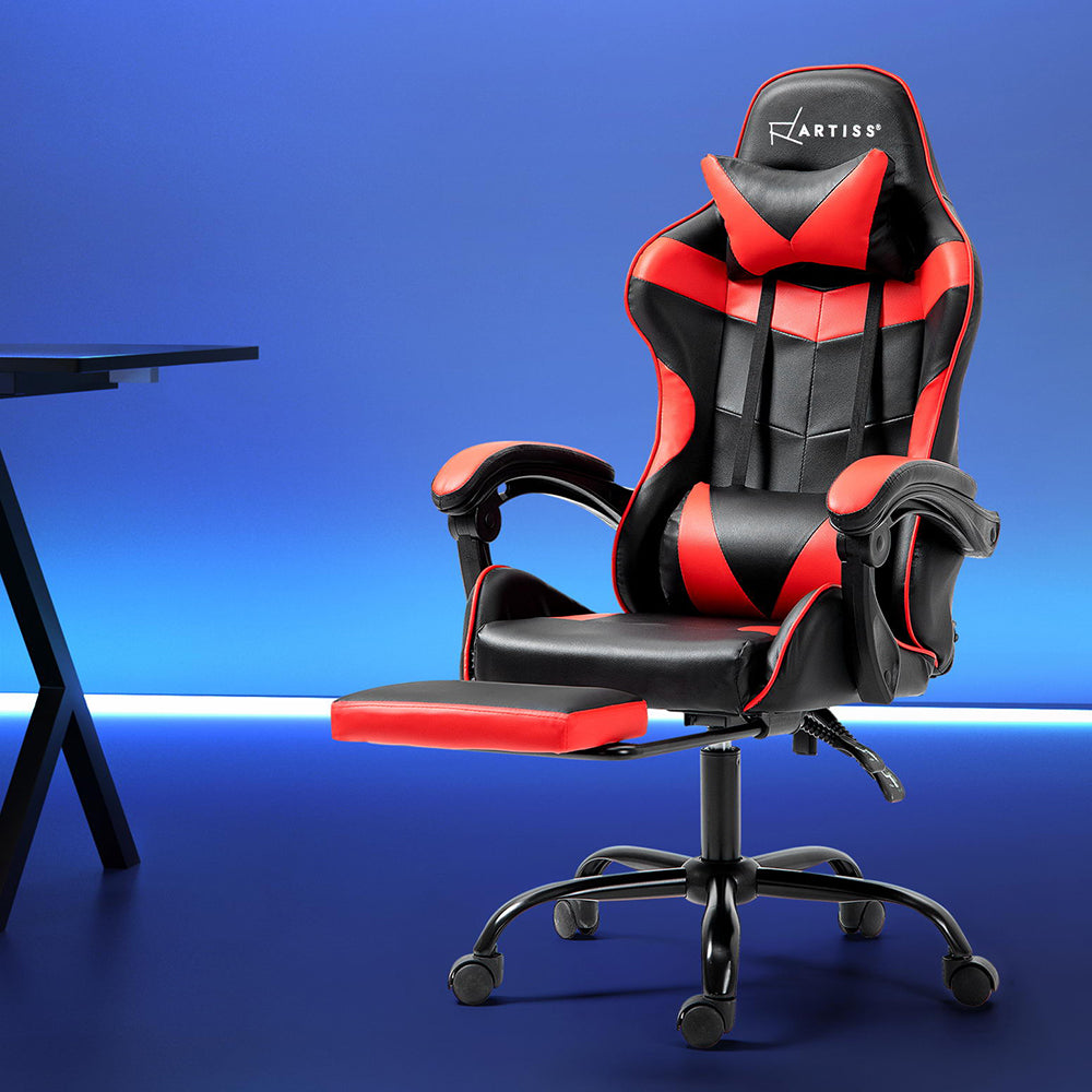 Artiss Recliner Gaming Office Chair Red Footrest