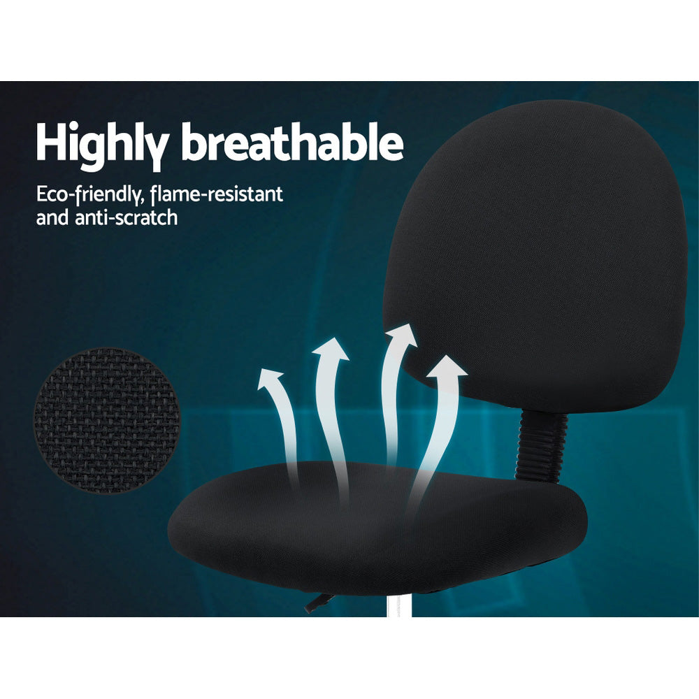 Drafting Stool Office Chair Mid Back Black Fabric